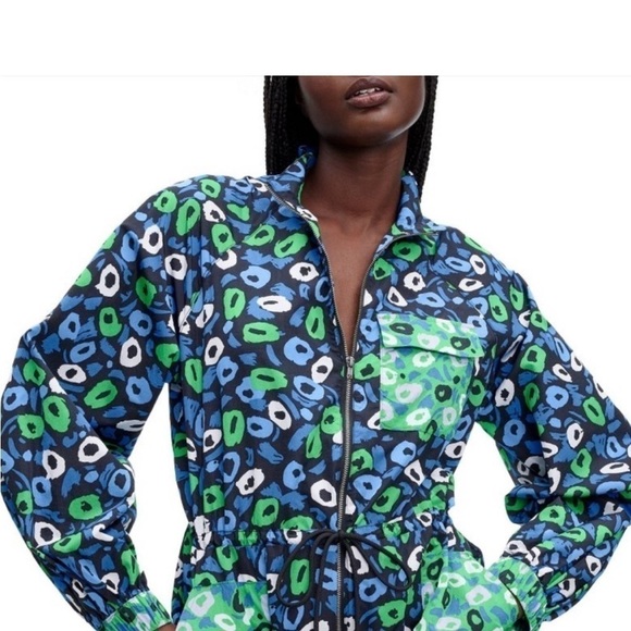 DVF X Target Collab Women's Nylon Jazz Dot Green Sports Jumpsuit XS NEW - Picture 2 of 4